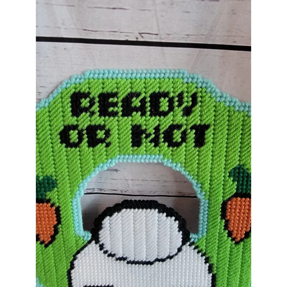 Easter Bunny Spring Wreath Plastic Canvas Wall/door Decor